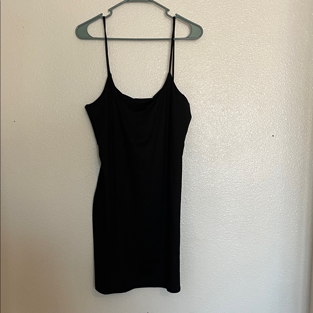 Chic Black Spaghetti Strap Mini Dress